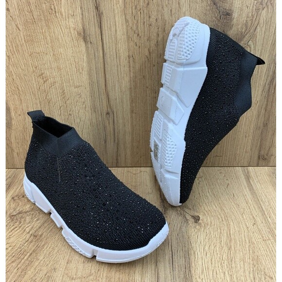 Azalea Wang DLamonds Sock Sneaker ShoesWomen's Size 7 Black Rhinestones Slip On - Picture 1 of 16